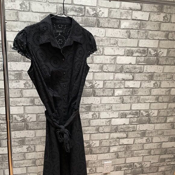 Nine West Black Eyelet Dress with Belt (size 12) - Picture 6 of 7